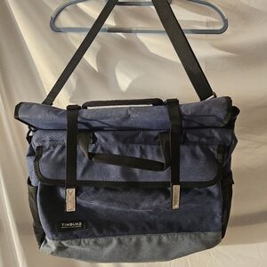 Timbuk2 Blue Roll-Top Messenger Bag with Black Straps